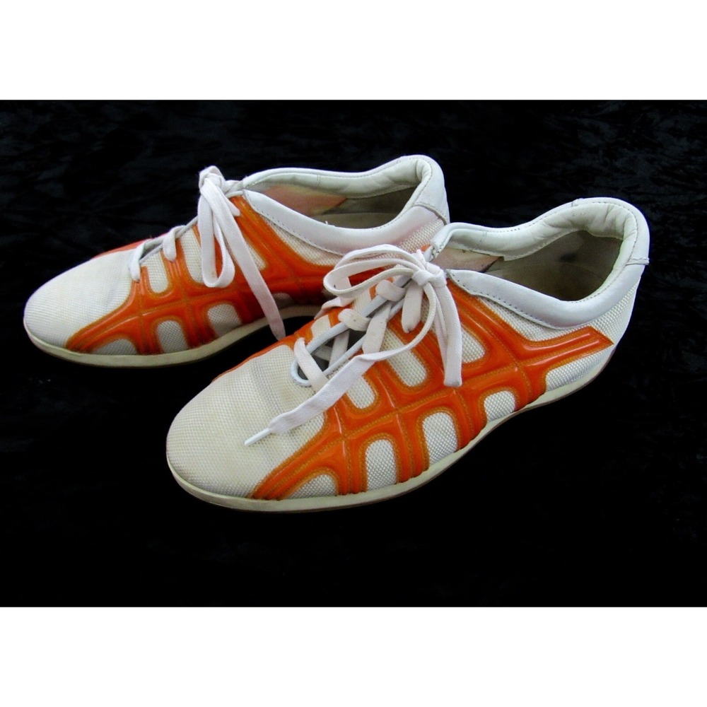 HOGAN Sneakers White Orange Texile Women's Shoe Size EU 35.5 US 5.5 $480